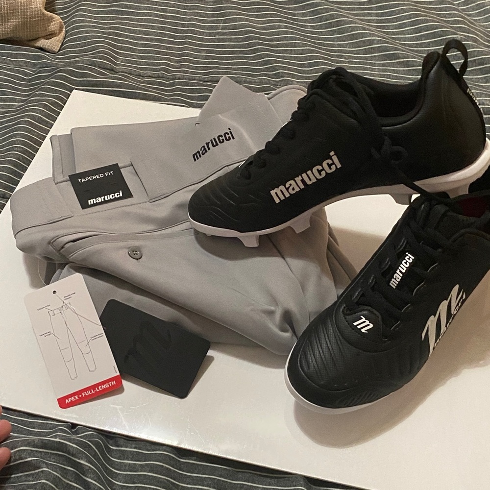 Marucci Black Cleats and Gray Pants Set